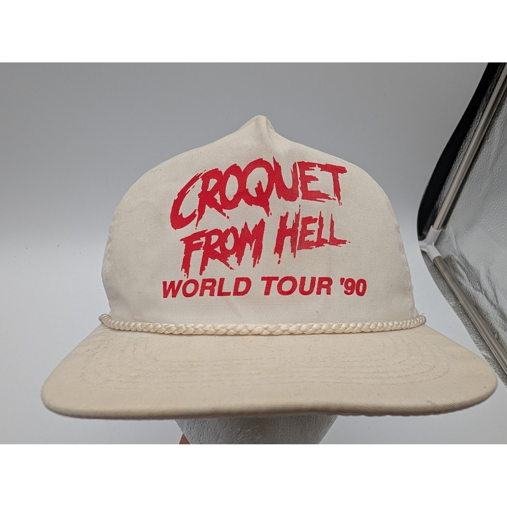 Vintage 1990 Croquet From Hell World Tour Snapback Hat Cream Rope Speedway